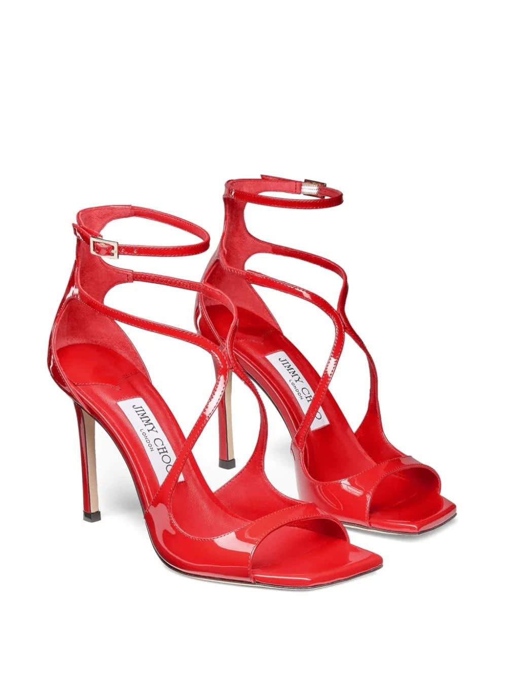 Shop Jimmy Choo Azia Sandals In Red Patent Leather