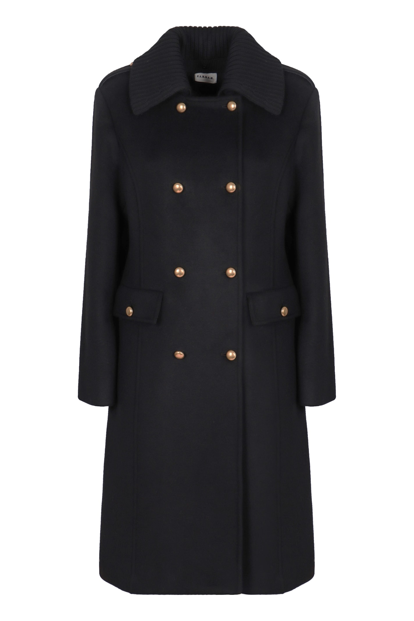 P.a.r.o.s.h Double-breasted Coat In Wool In Black