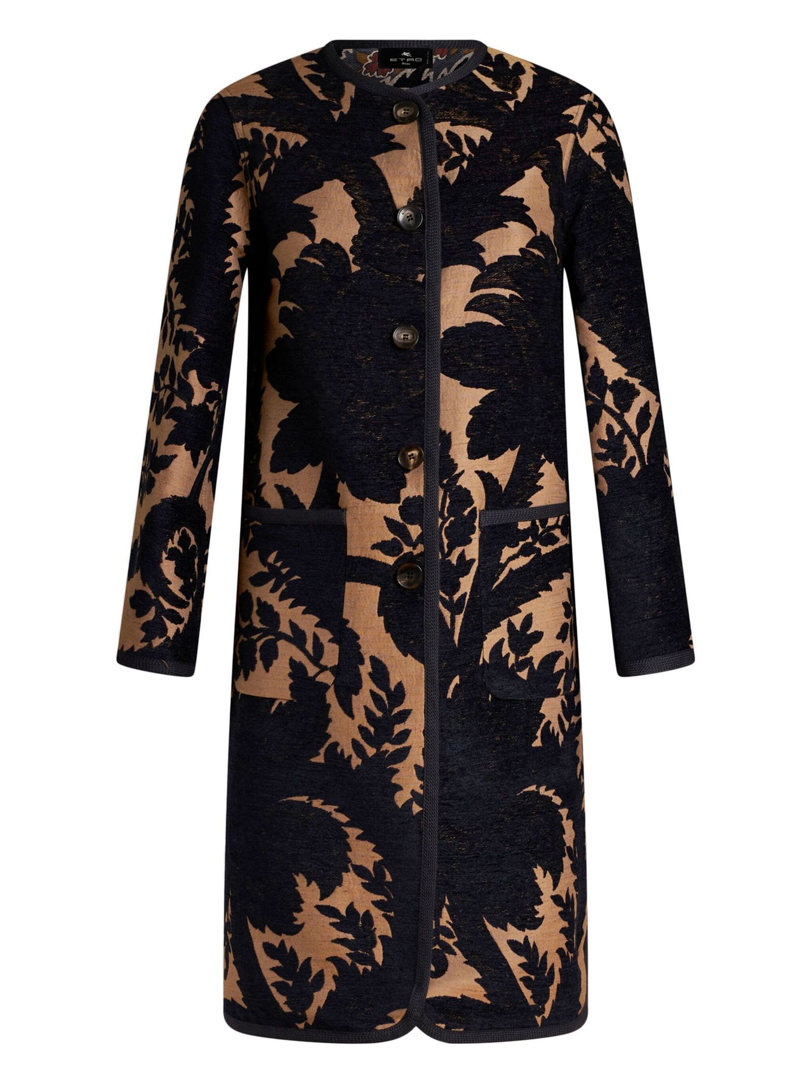 Shop Etro Knee-length Reversible Coat In Brown