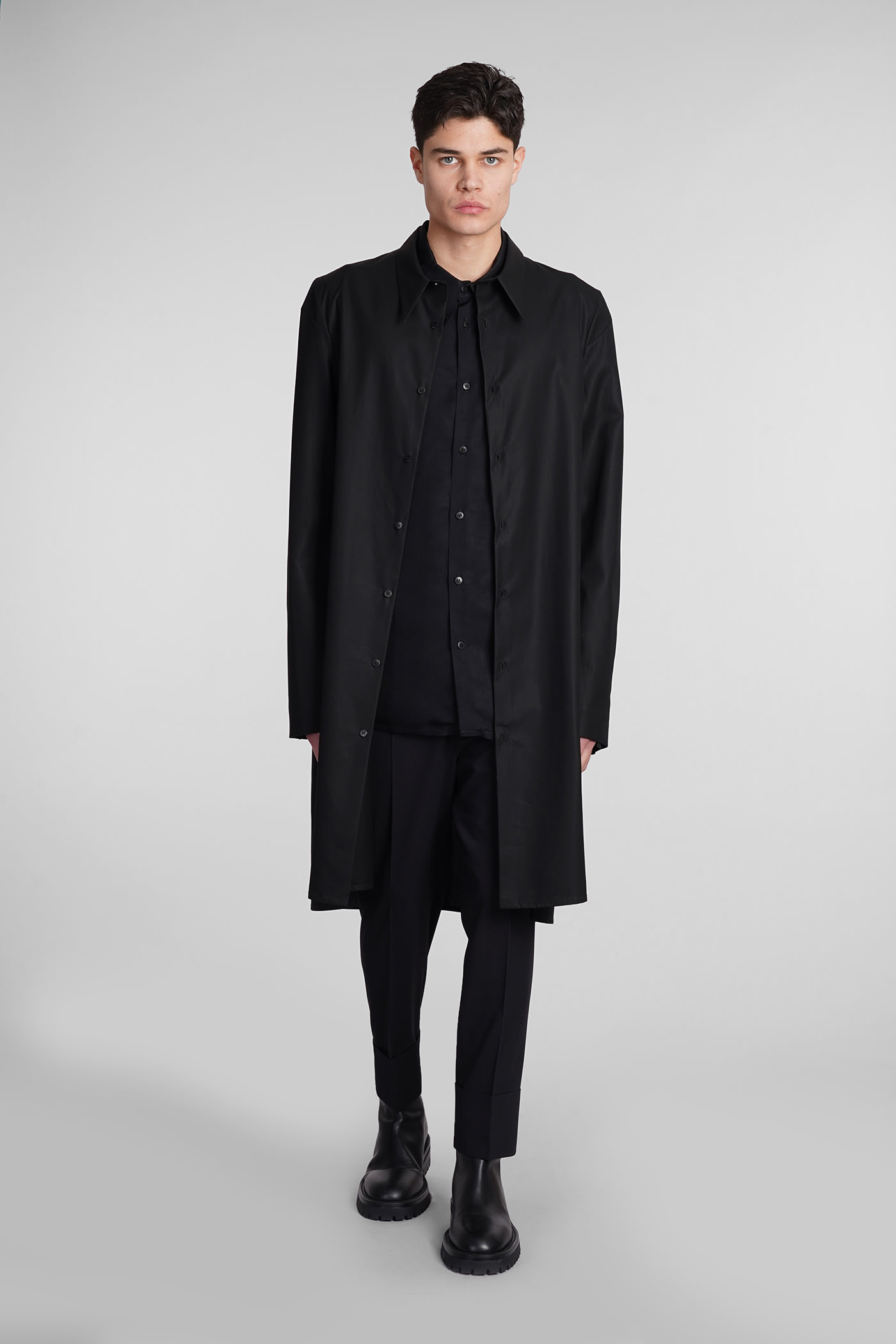 Shop Sapio N151 Coat In Black Cotton