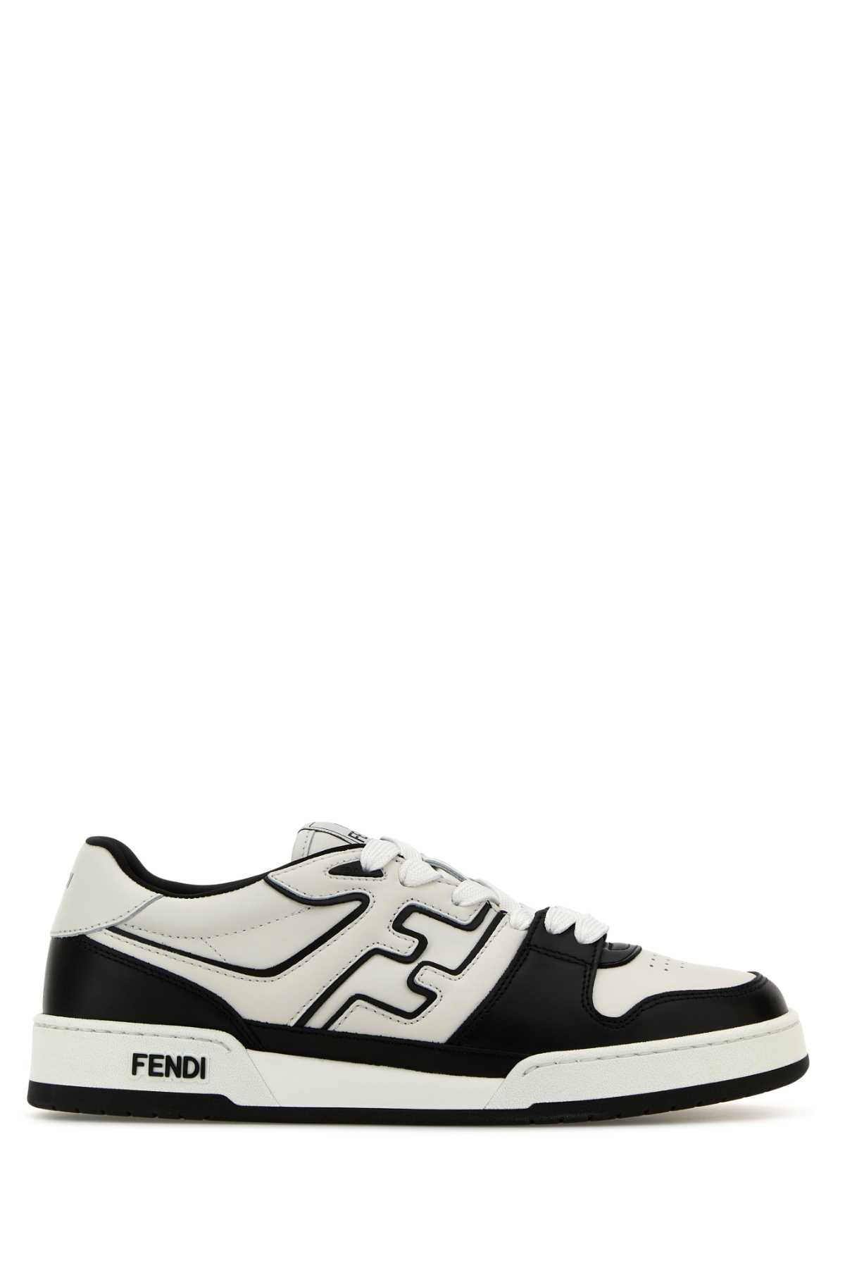 Shop Fendi Two-tone Leather  Match Sneakers In Nerobianconeroner