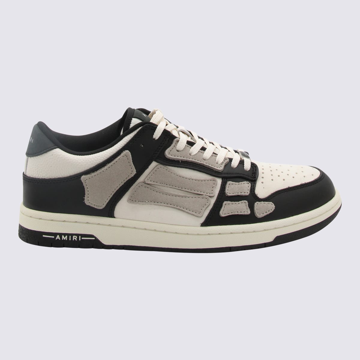 Shop Amiri Black Alabaster Leather Skel Sneakers In Nero E Bianco