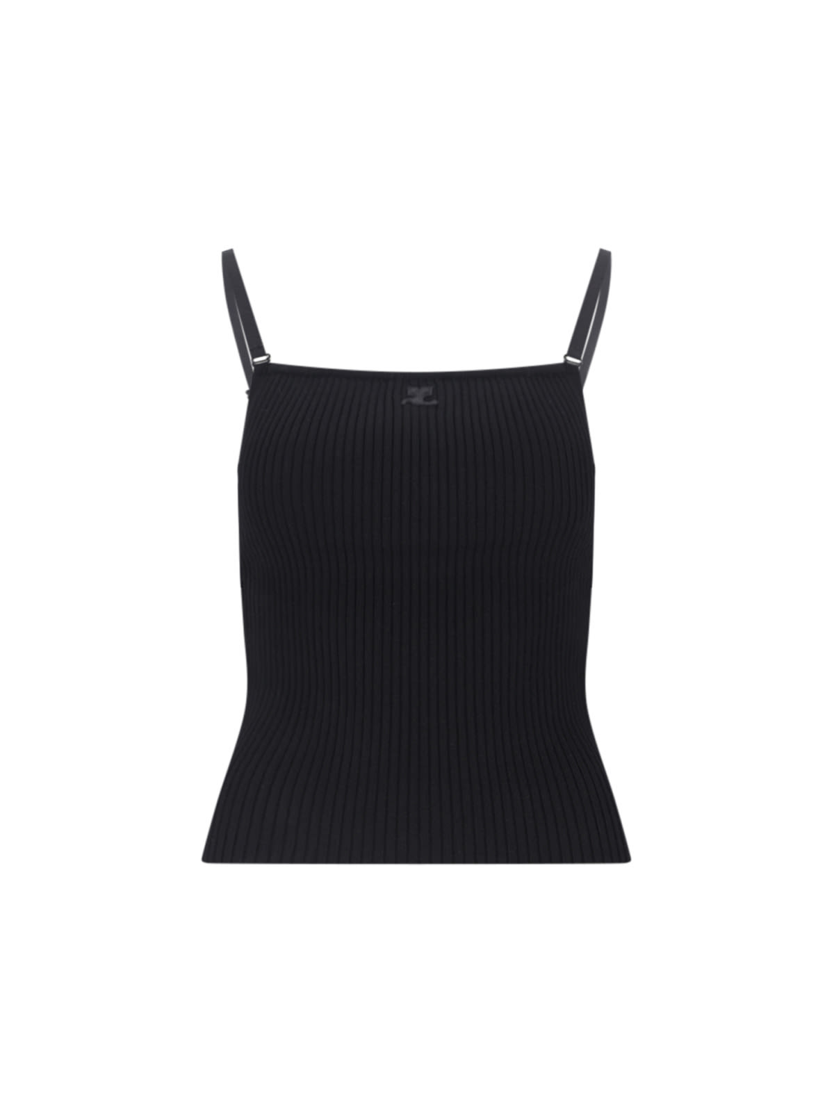 Shop Courrèges Logo Crop Tank Top In Black