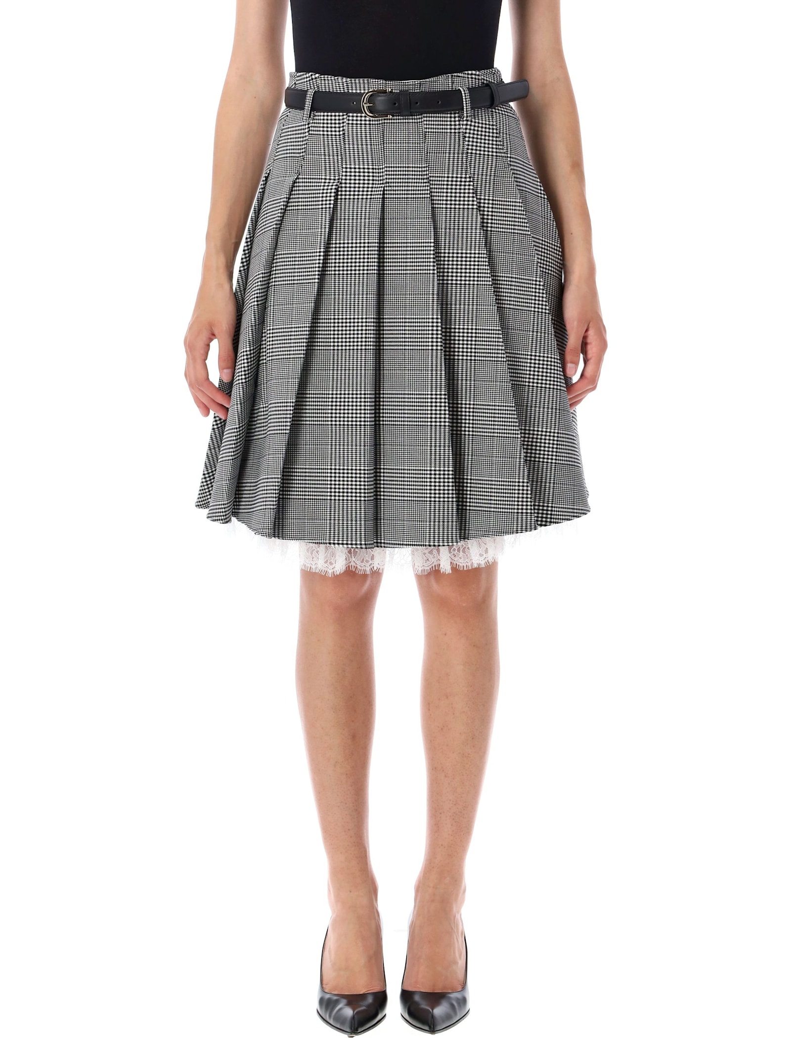 self-portrait Prince Of Wales Check Pleated Midi Skirt