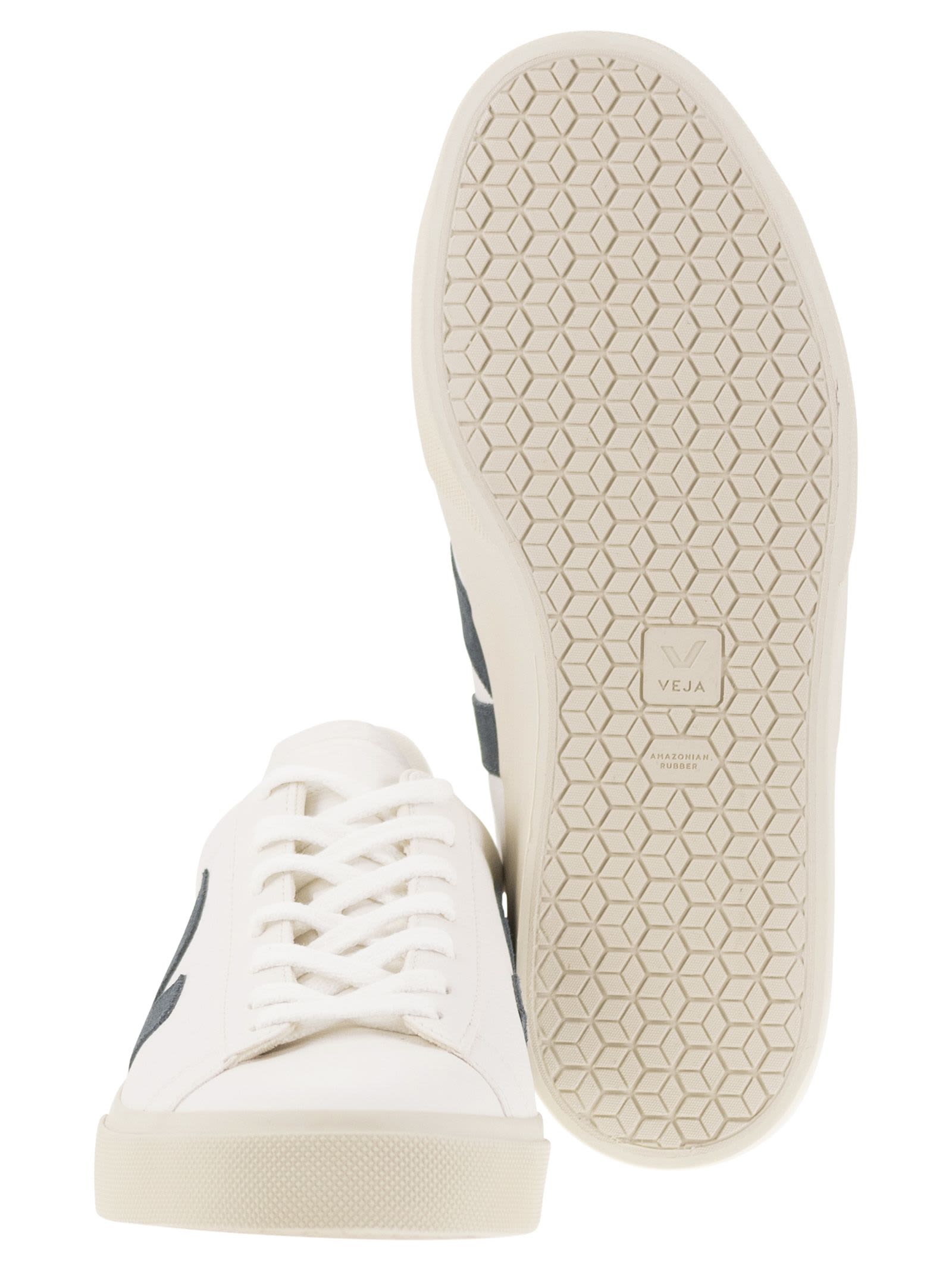 Shop Veja Chromefree Leather Trainers In White/avio