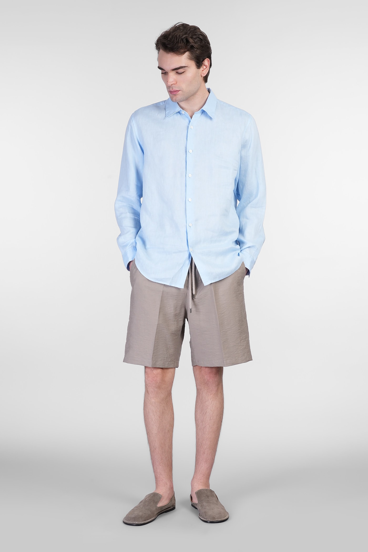 Theory Shirt In Cyan Linen