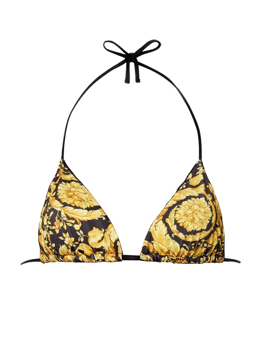 Shop Versace Printed Bikini Top In Multicolour