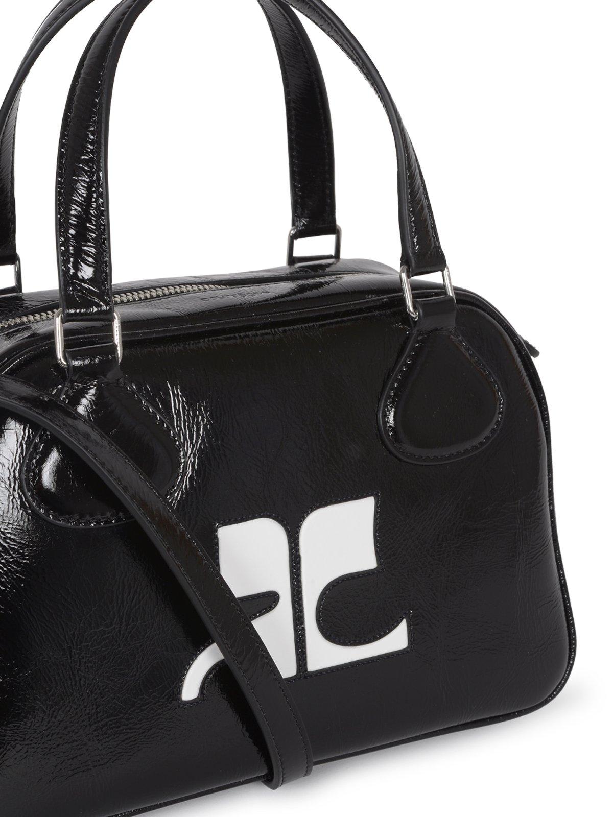 Courrèges Reedition Bowling Zip-up Top Handle Bag In Black