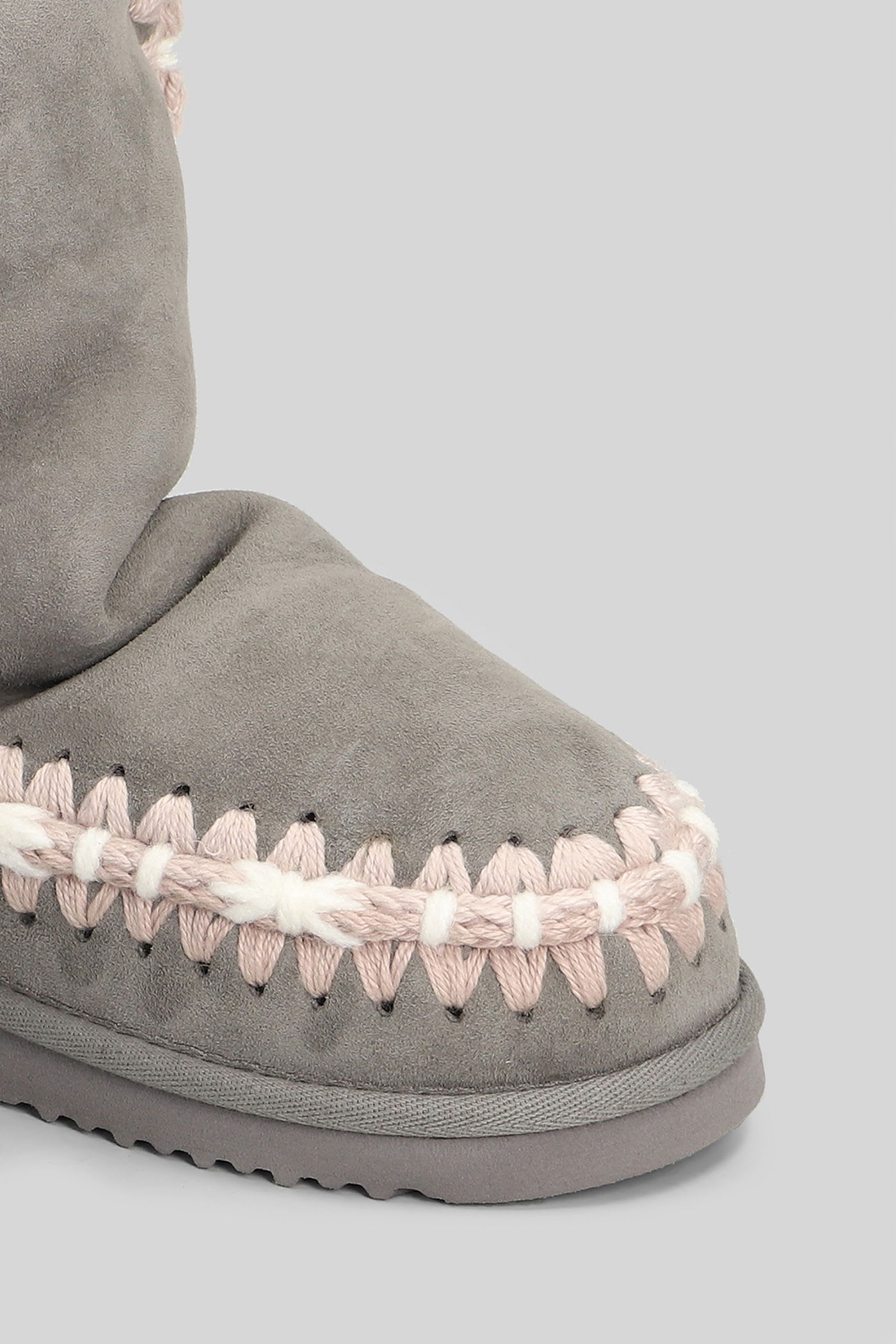 Mou Eskimo 24 Low Heels Ankle Boots In Grey Suede In Multi