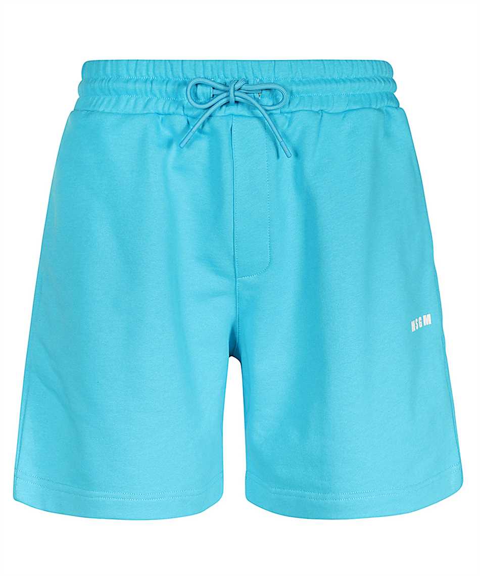Msgm Elasticated-waistband Cotton Shorts In Blue
