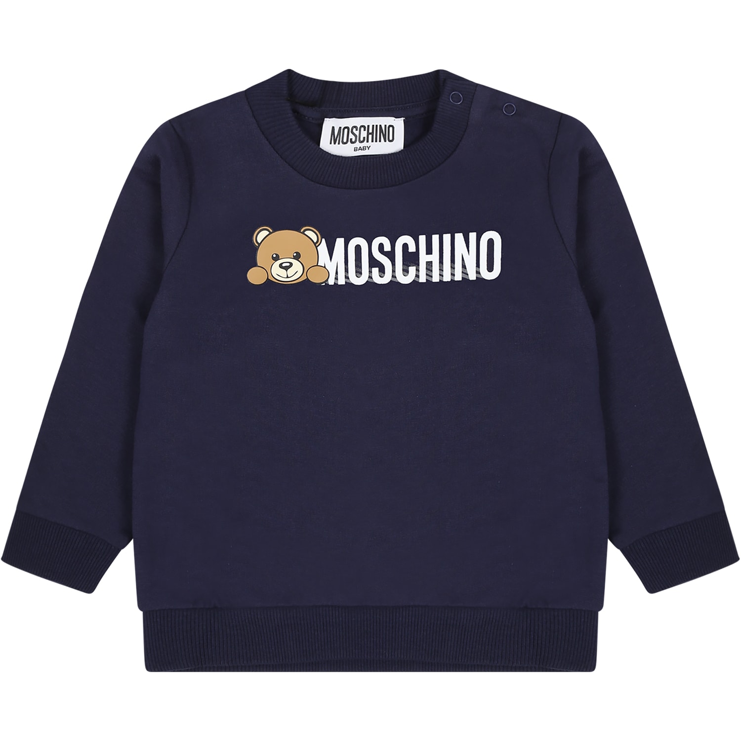 Moschino Blue Sweatshirt For Babykids With Teddy Bear