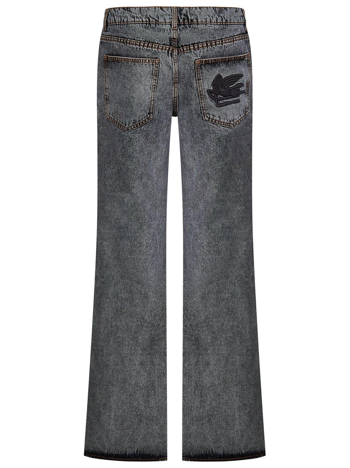 Shop Etro Logo-embroidered Flared Jeans In Black