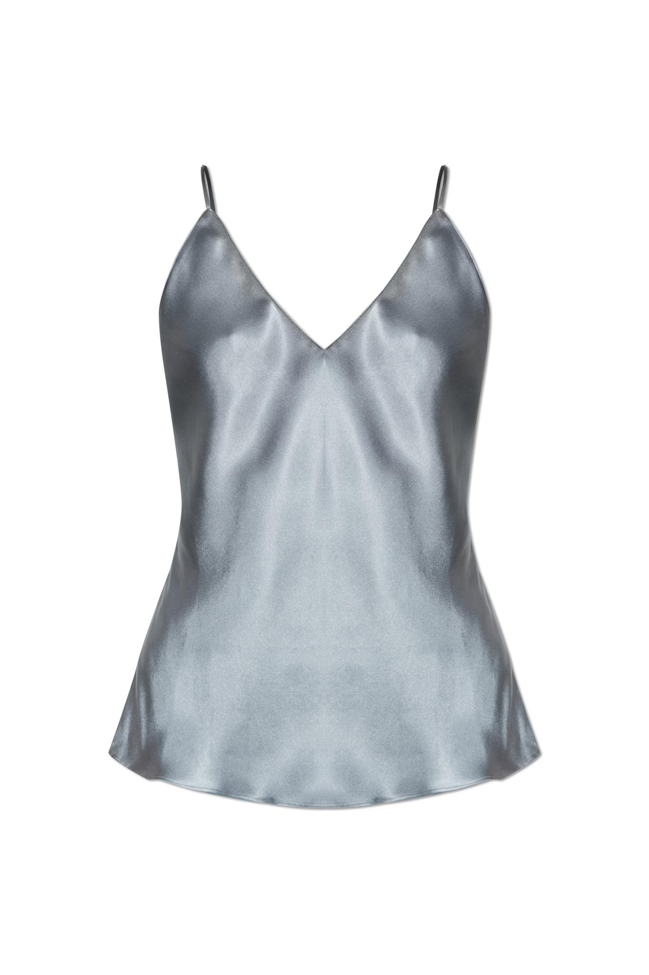 Anine Bing Womens Pastel Blue Ellen Shoulder-straps Silk Top