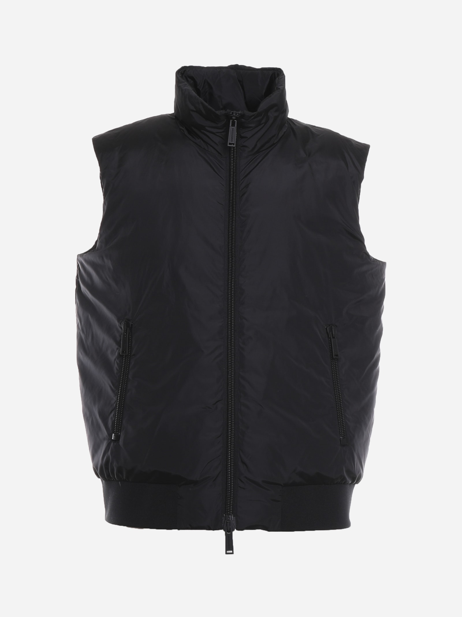 Dsquared2 Padded Nylon Vest With Logo On The Back In Black