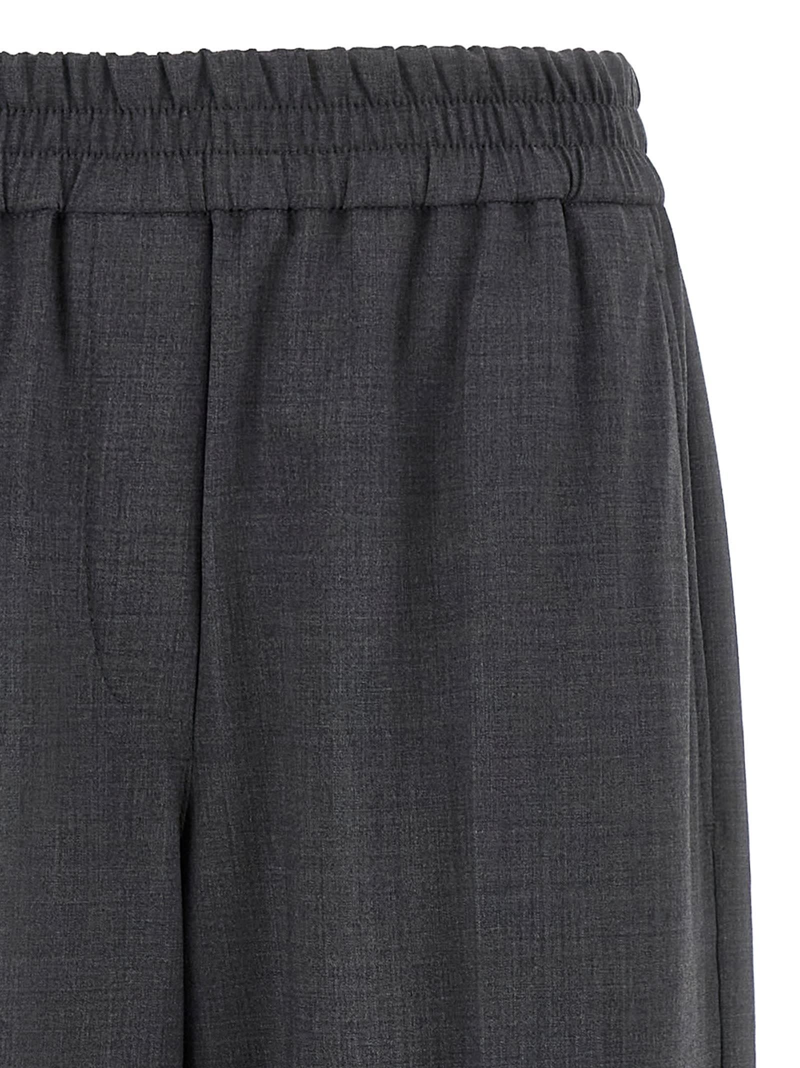 Brunello Cucinelli Grey Pants With Elastic Waist In Wool Blend Stretch Woman In Black