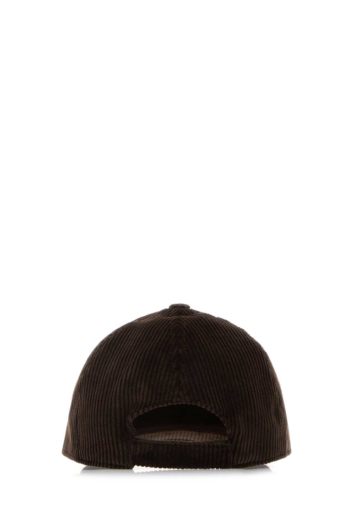 Miu Miu Dark Brown Corduroy Baseball Cap In Black
