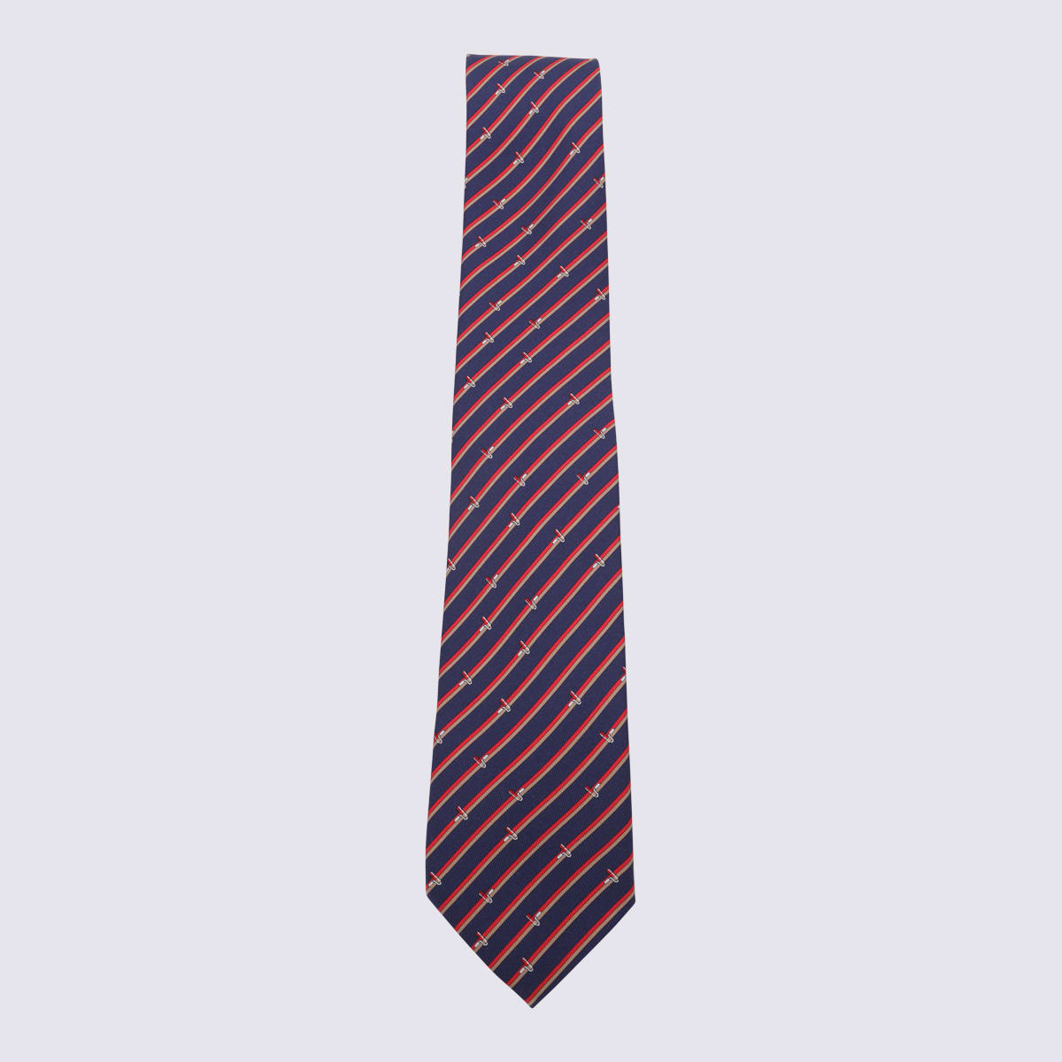 Navy Red And Gold Silk Tie