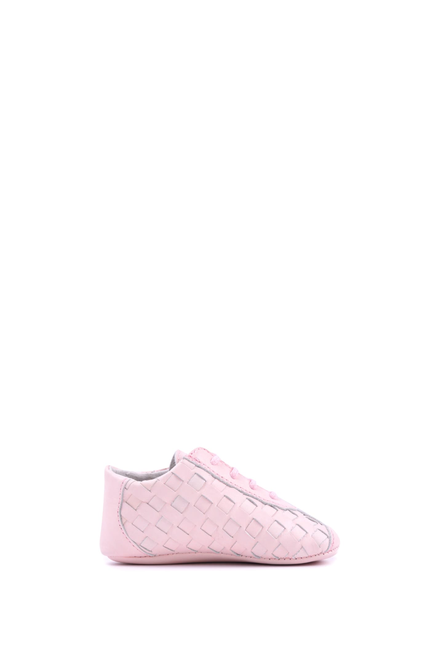 Gallucci Kids' Leather Lace-up Shoes With Woven Effect In Rose