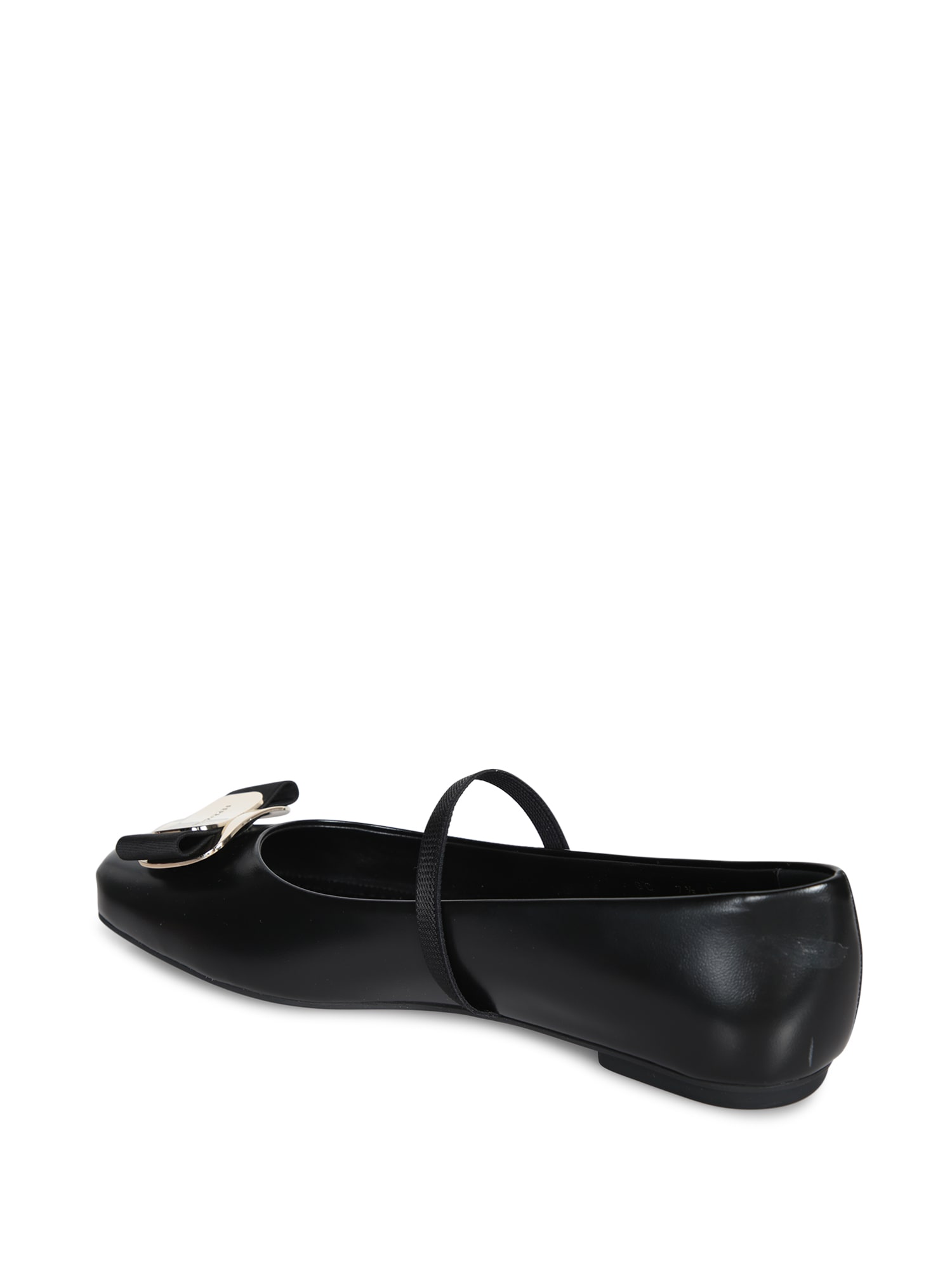 Ferragamo Zina Leather Bow Mary Jane Ballerina Flats In Black