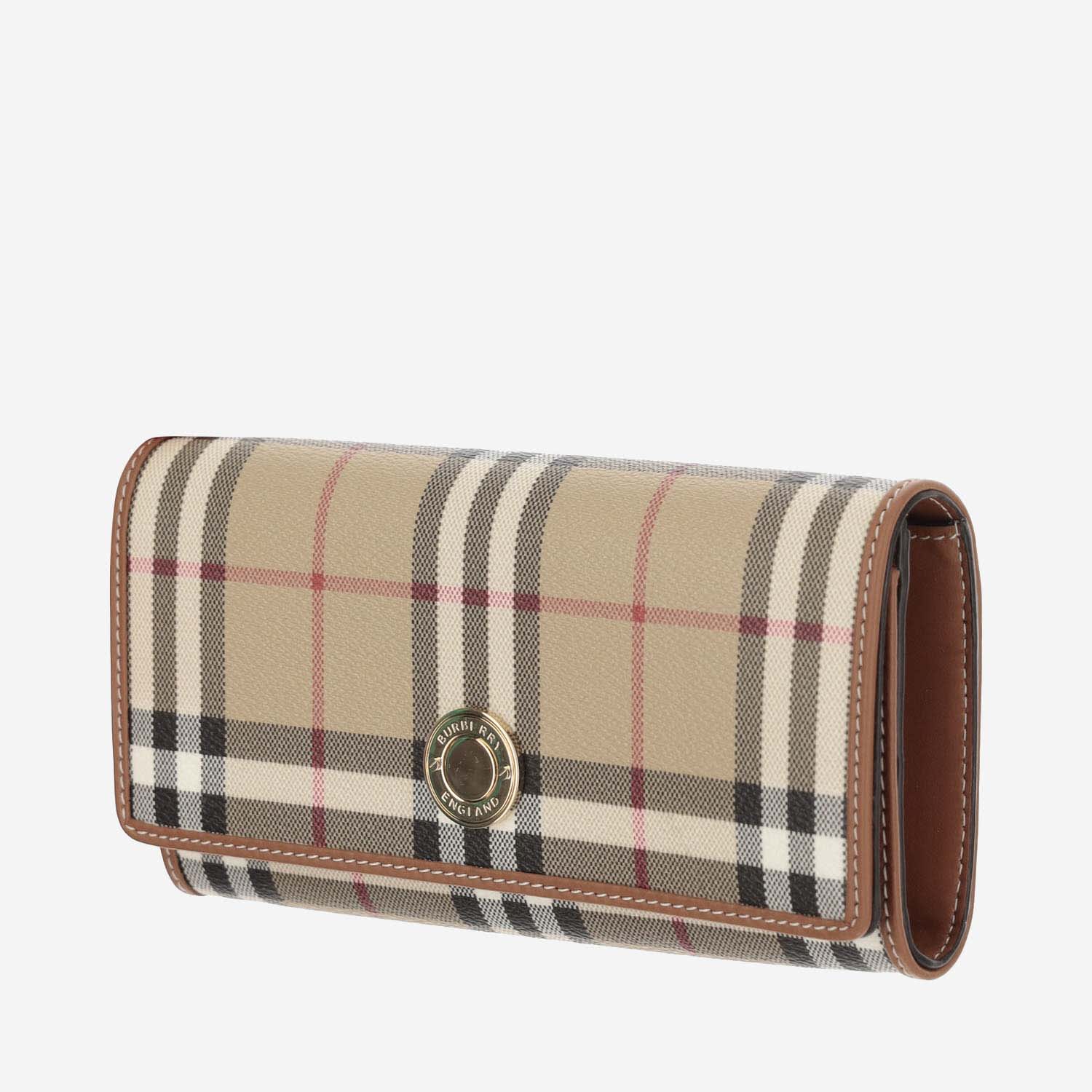 Shop Burberry Continental Wallet With Check Pattern In Red