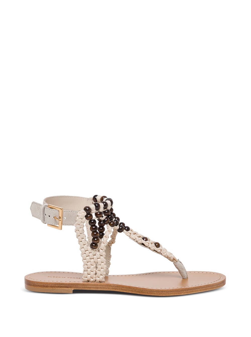 ALBERTA FERRETTI BRAIDED SANDALS WITH BEADS DETAIL,A631582161045