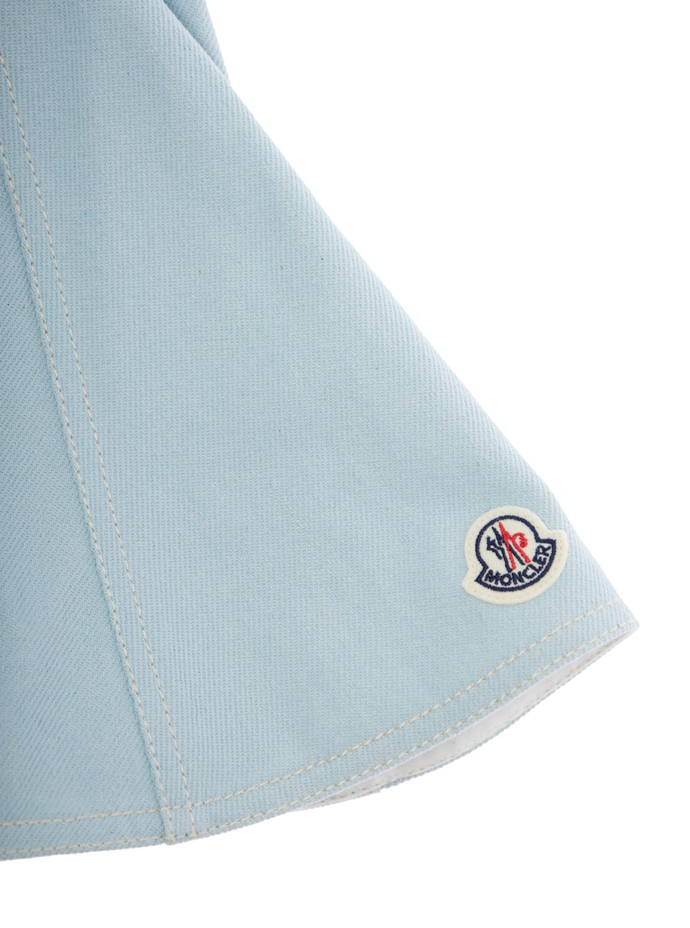 Moncler Light Blue Skirt With Logo Patch On The Front And Rear Zip Closure In Cotton Girl In Blue
