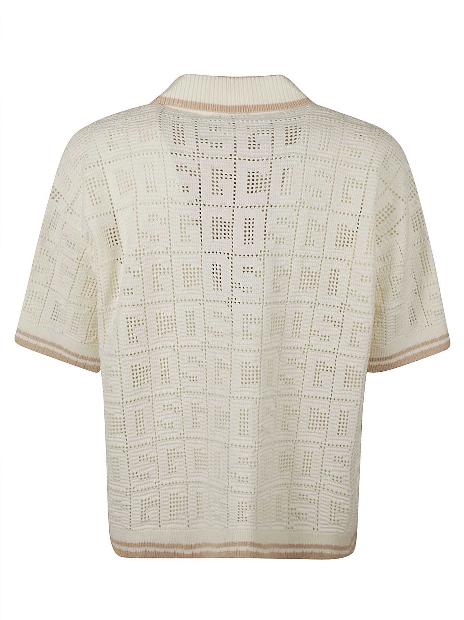 Shop Gcds Monogram Macrame Knit T-shirt In Off White