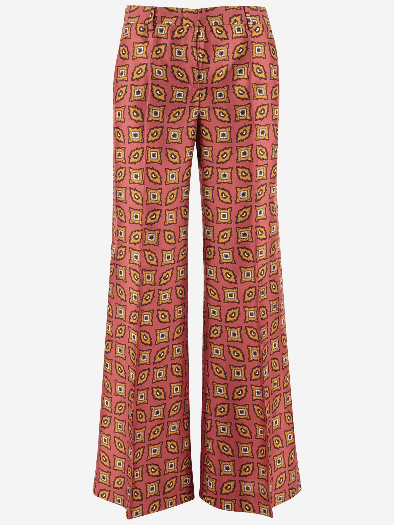 Silk Trousers With Geometric Pattern