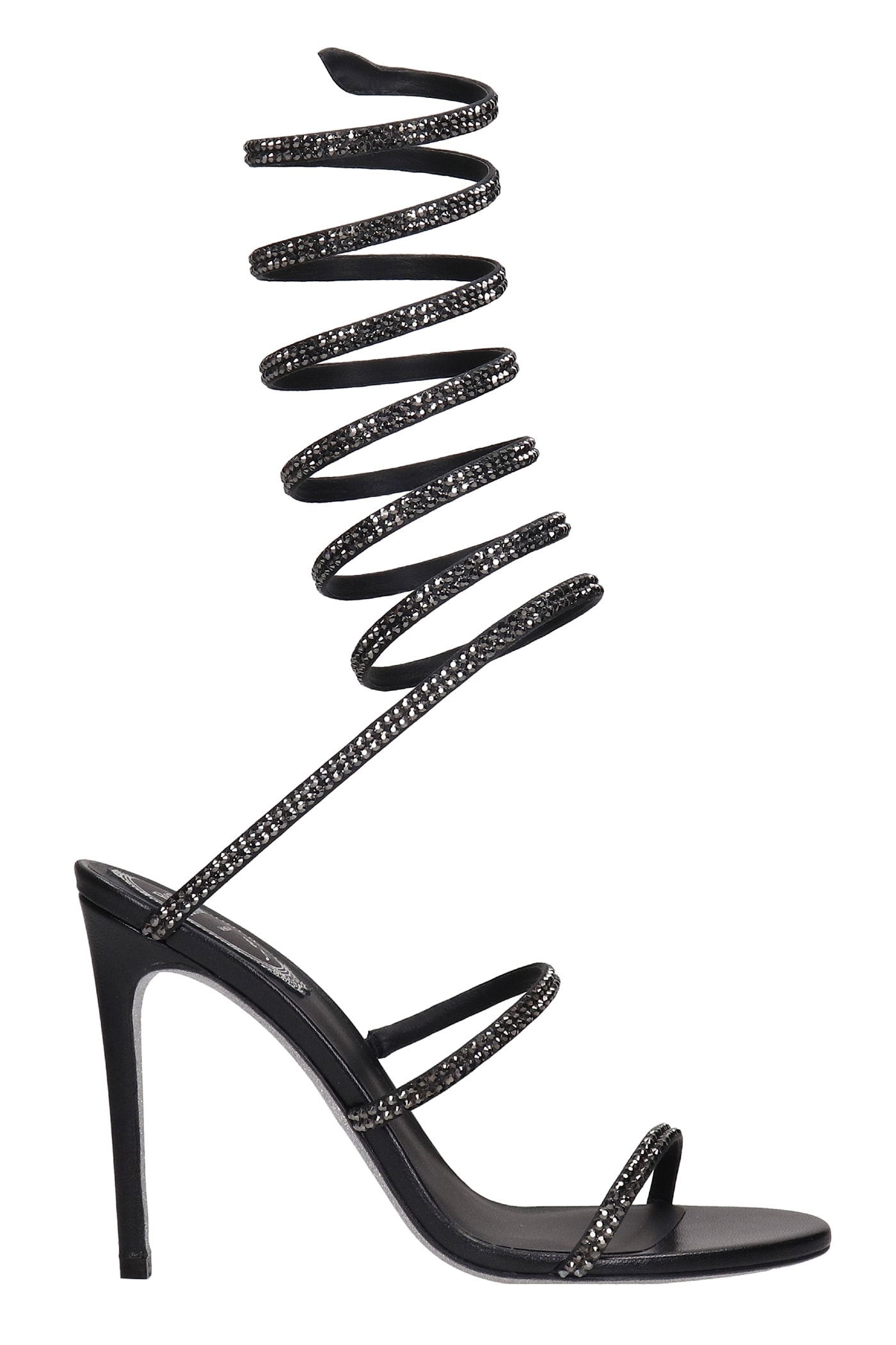 René Caovilla Supercleo Sandals In Black Synthetic Fibers