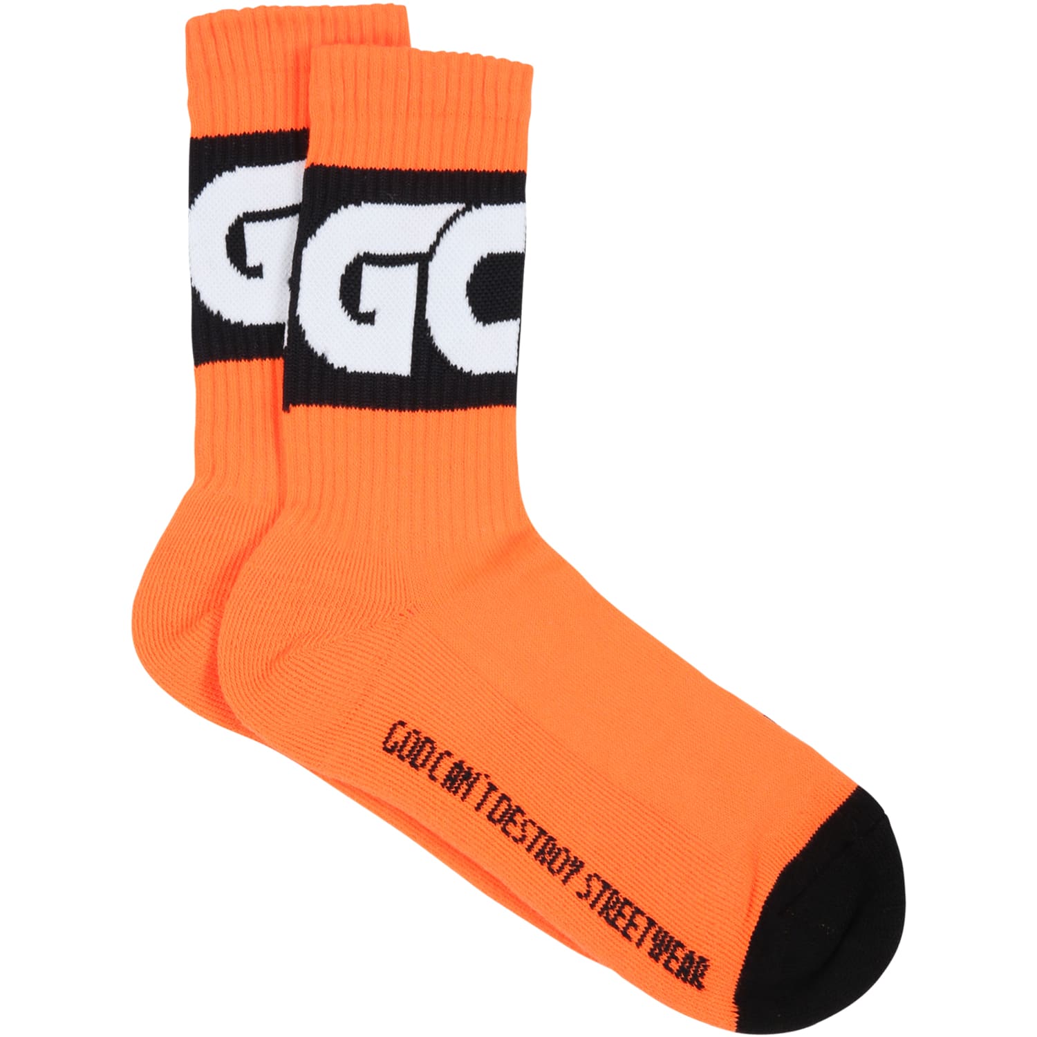 GCDS Mini Neon Orange Socks For Kids