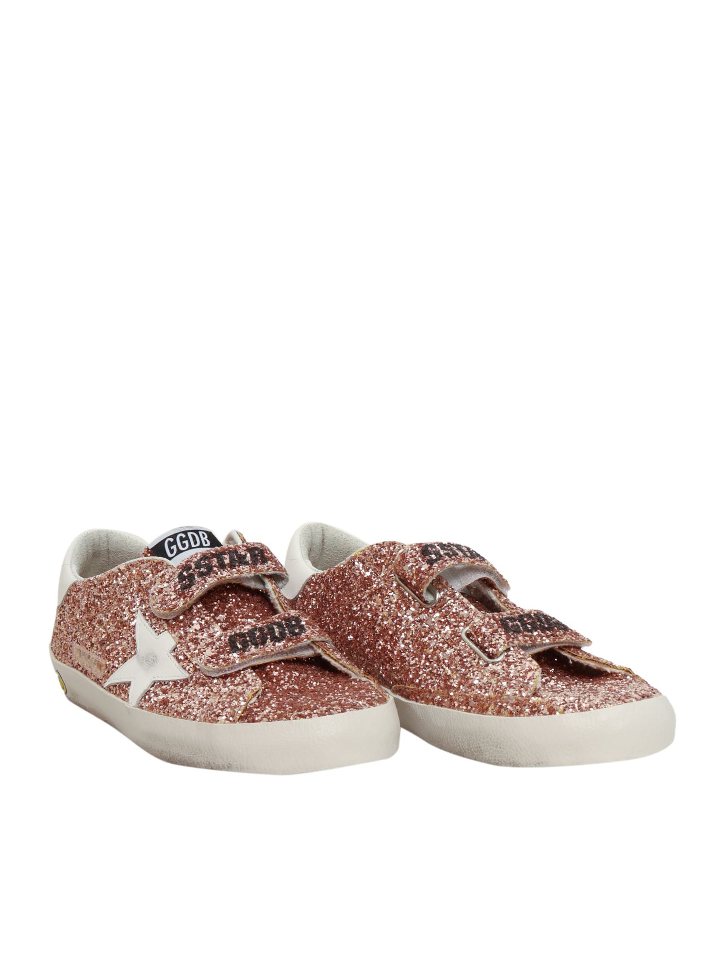 Golden Goose Old School Glitter Leather Sneakers In Pink