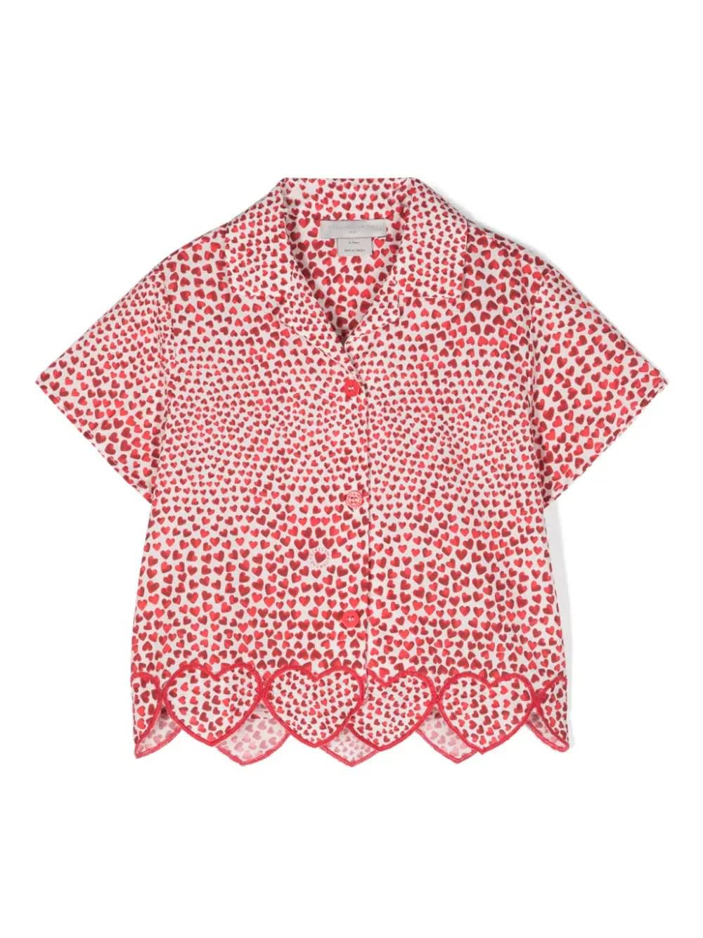 Shop Stella Mccartney Hearts High Summer All-over Shirt In Cotton In Red