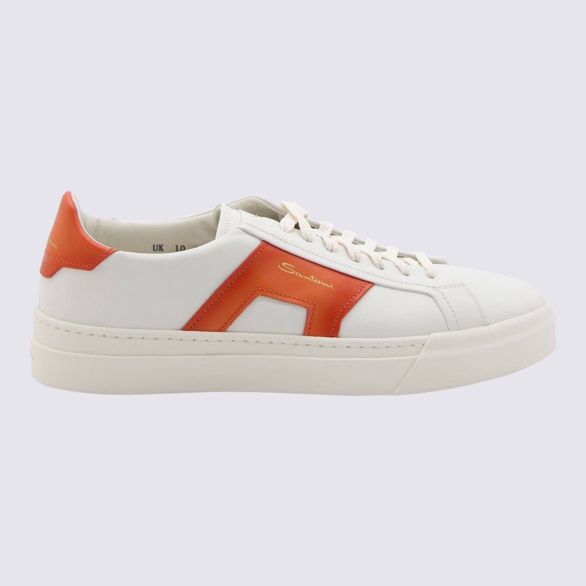 Shop Santoni White And Orange Leather Sneakers In White-orange