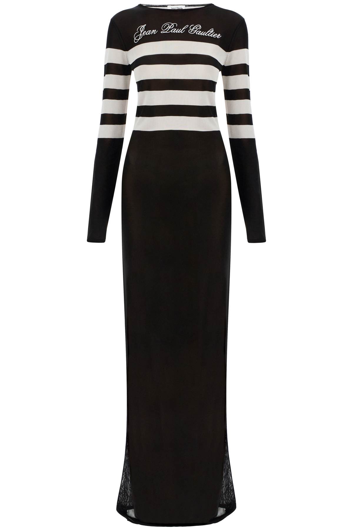 Shop Jean Paul Gaultier Signature Striped Knit Sailor Dress In Black/white (black)