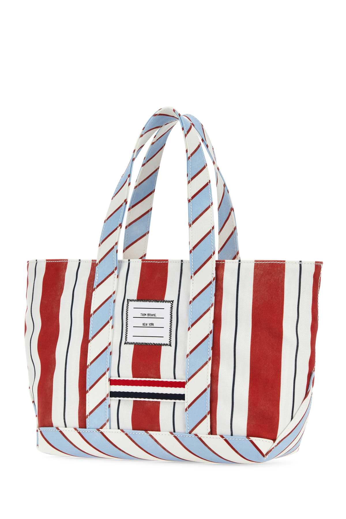 Shop Thom Browne Printed Canvas Small Handbag In Red