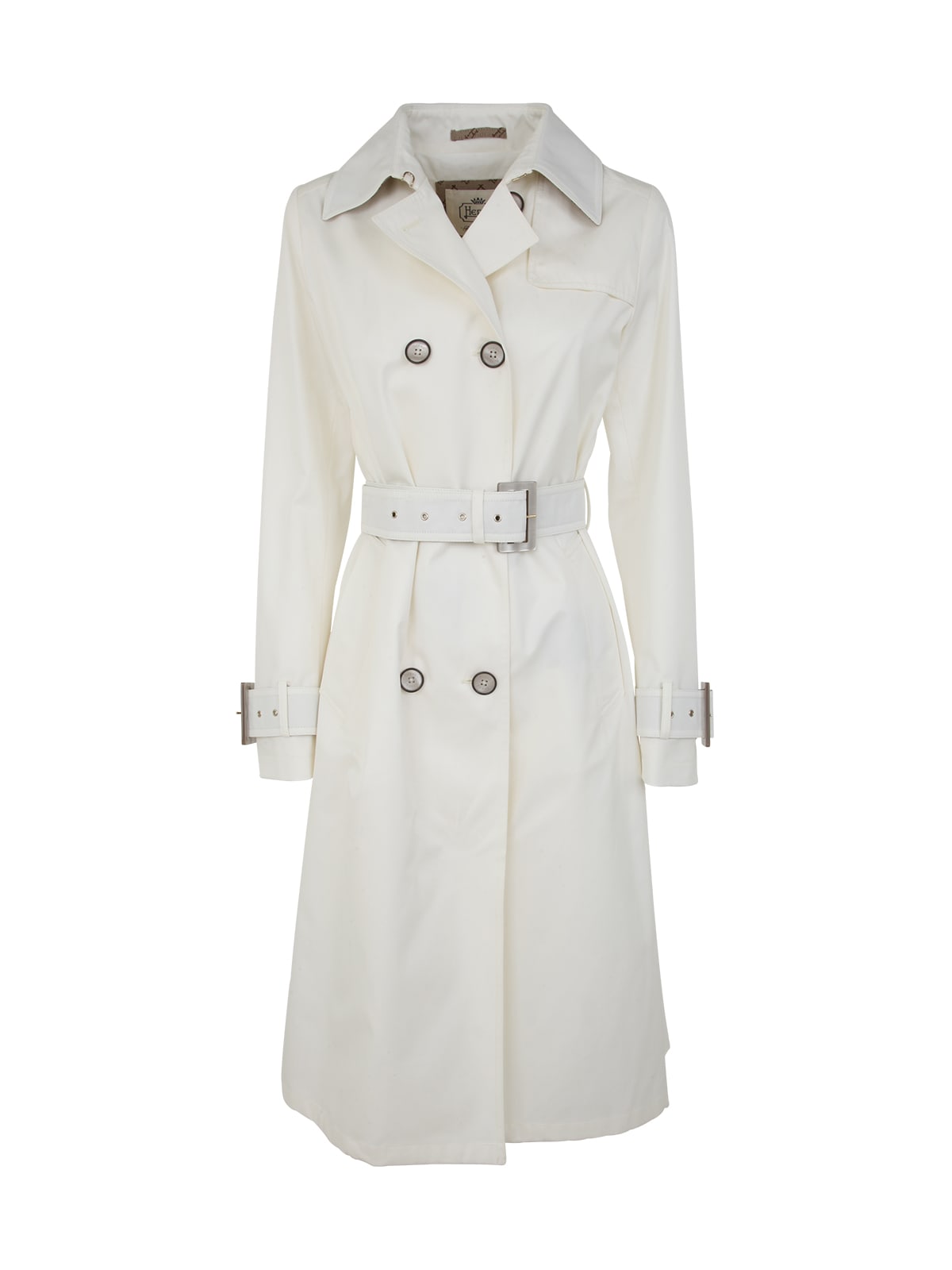 Herno Sand Cotton Gabardine Trench Coat In Gray