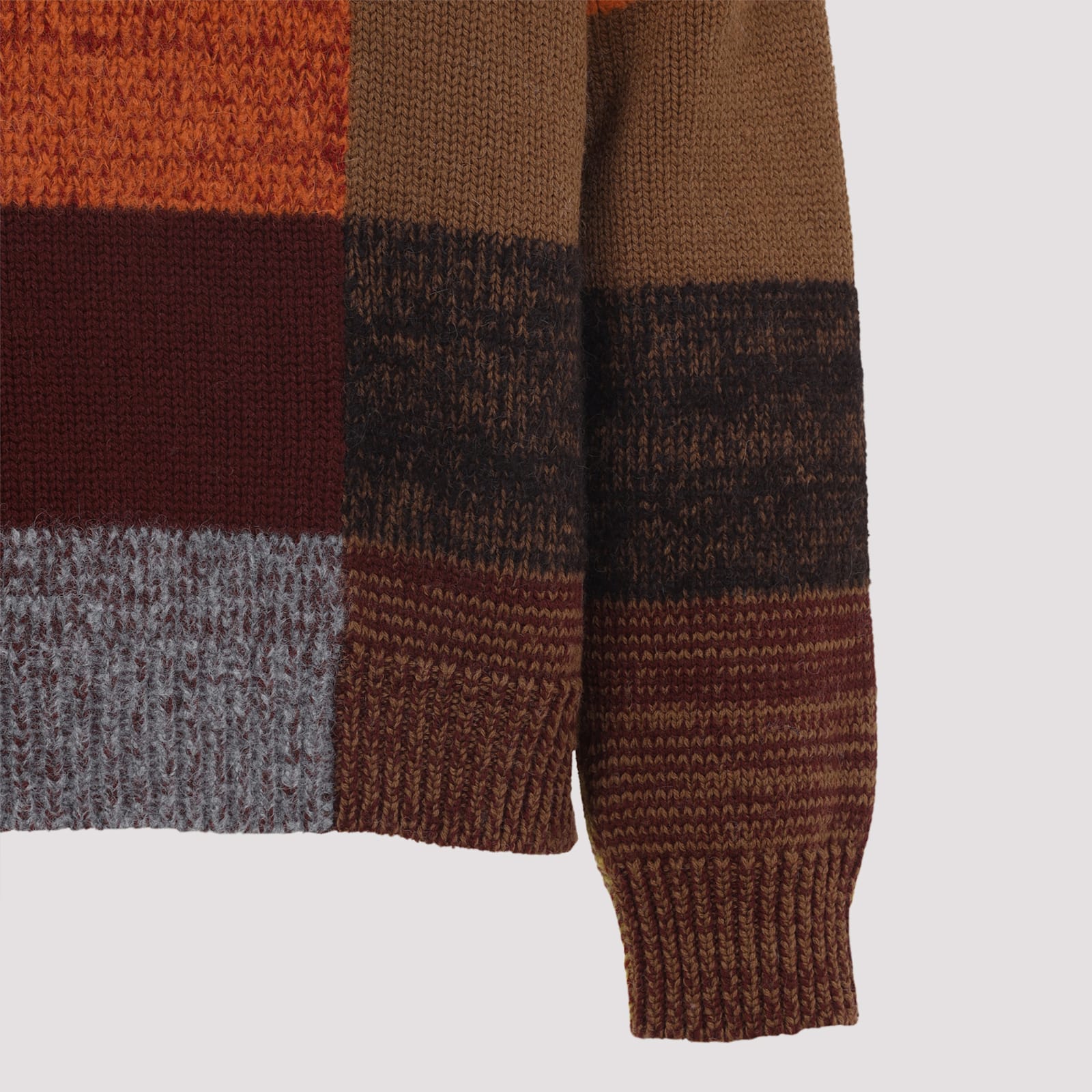 Dries Van Noten Marti Crew Neck Knite With Check Motif Knitwear Multicolor In Multi
