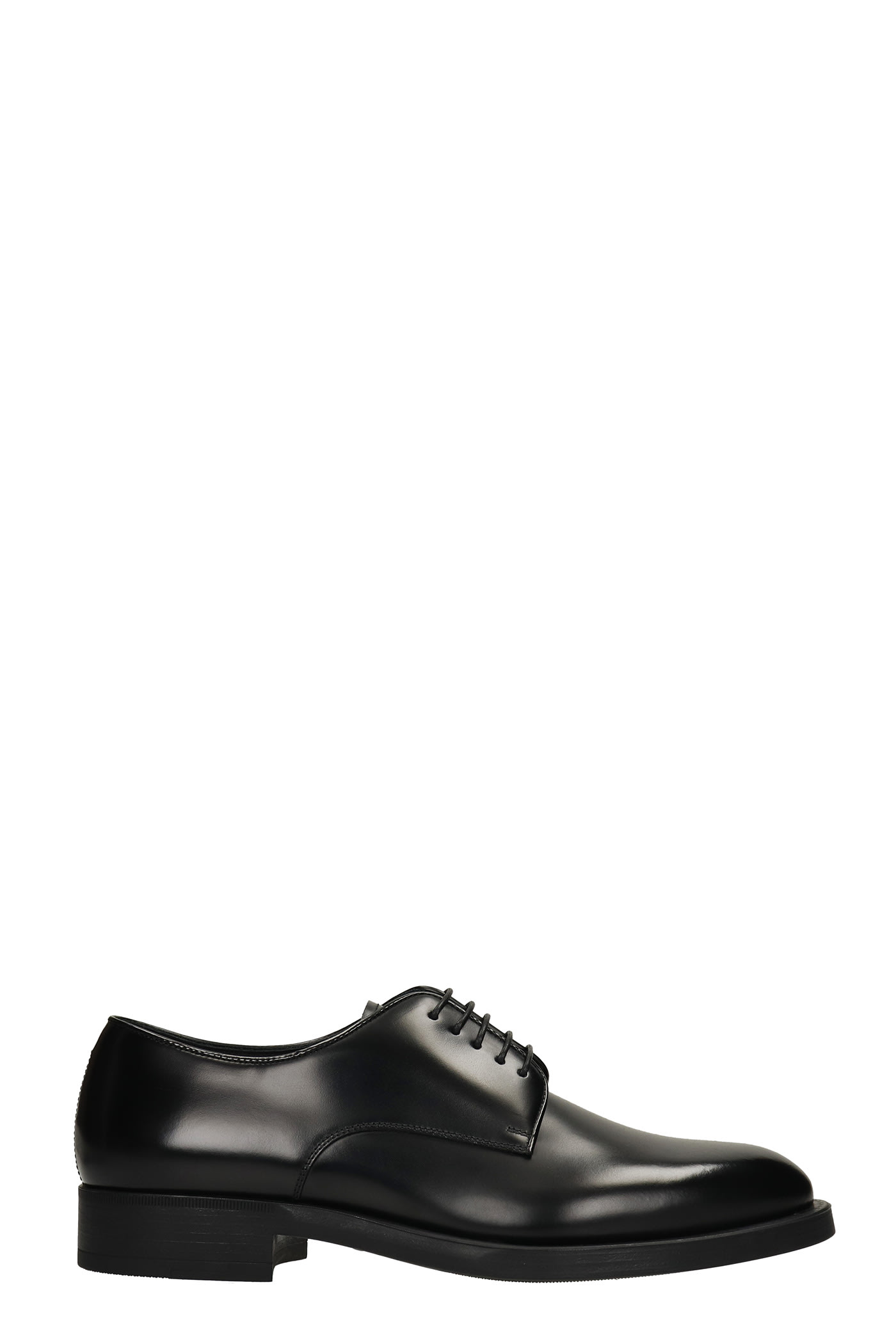 Giorgio Armani Derby Lace Up Shoes In Black Leather