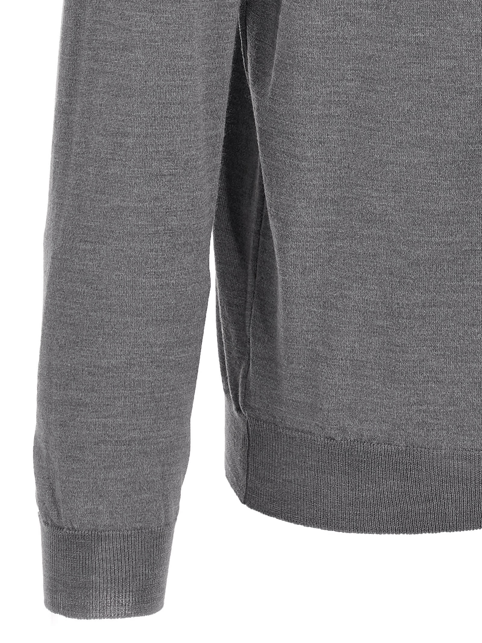 Zanone Virgin Wool Polo Shirt With Button Placket And Cuffed Sleeves In Gray