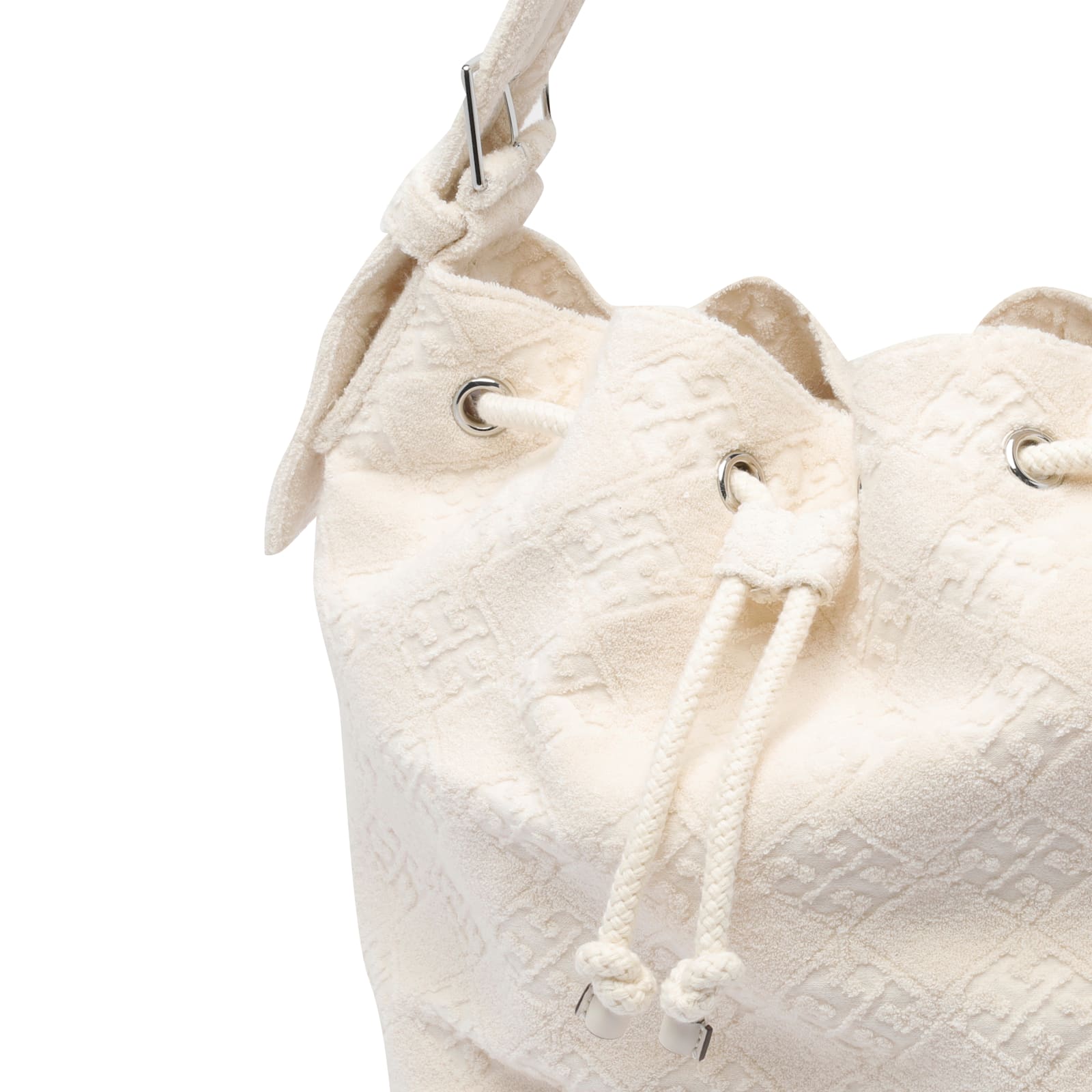 Tory Burch T Monogram Terry Bucket Bag In White