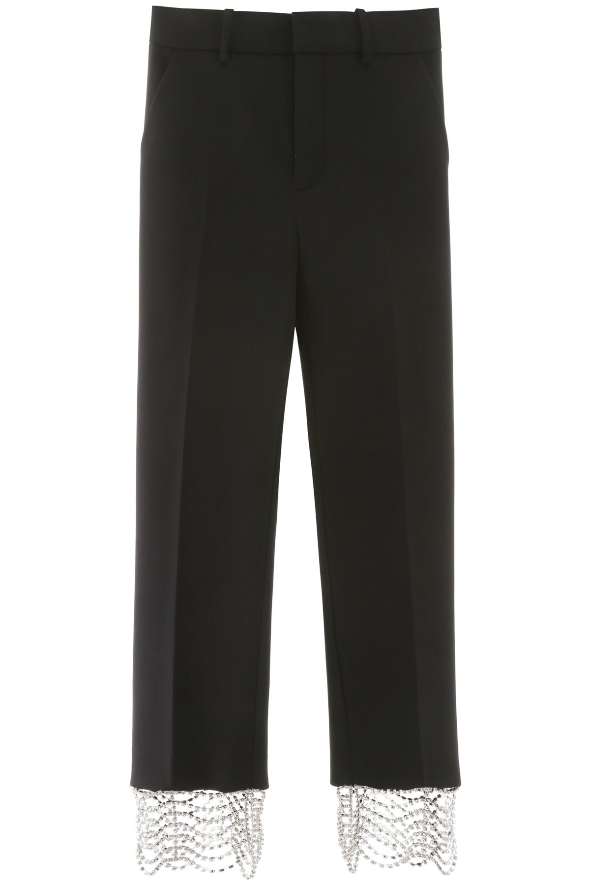 AREA CROPPED trousers WITH CRYSTALS,RE20P12032 BLACK