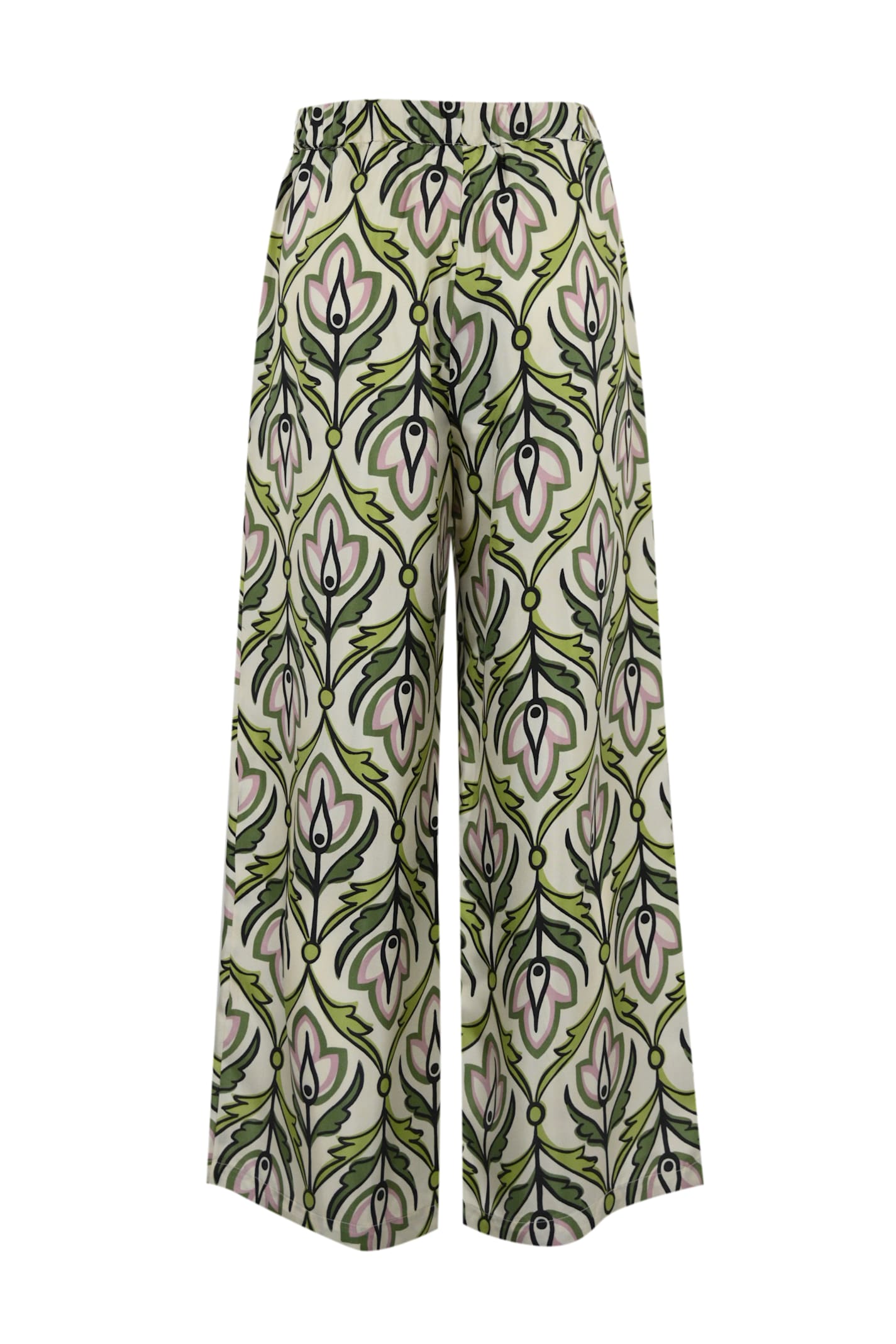 Weekend Max Mara Eusebio Trousers In Printed Silk Twill In Dis. Fiore Deco