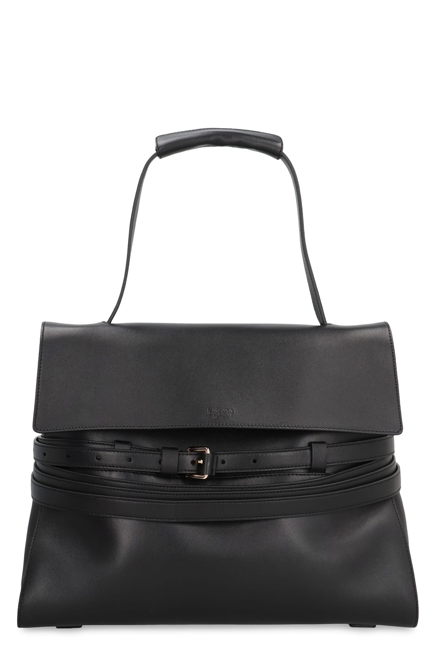 Moschino Couture Black Leather Medium Tie Me Handbag In Black