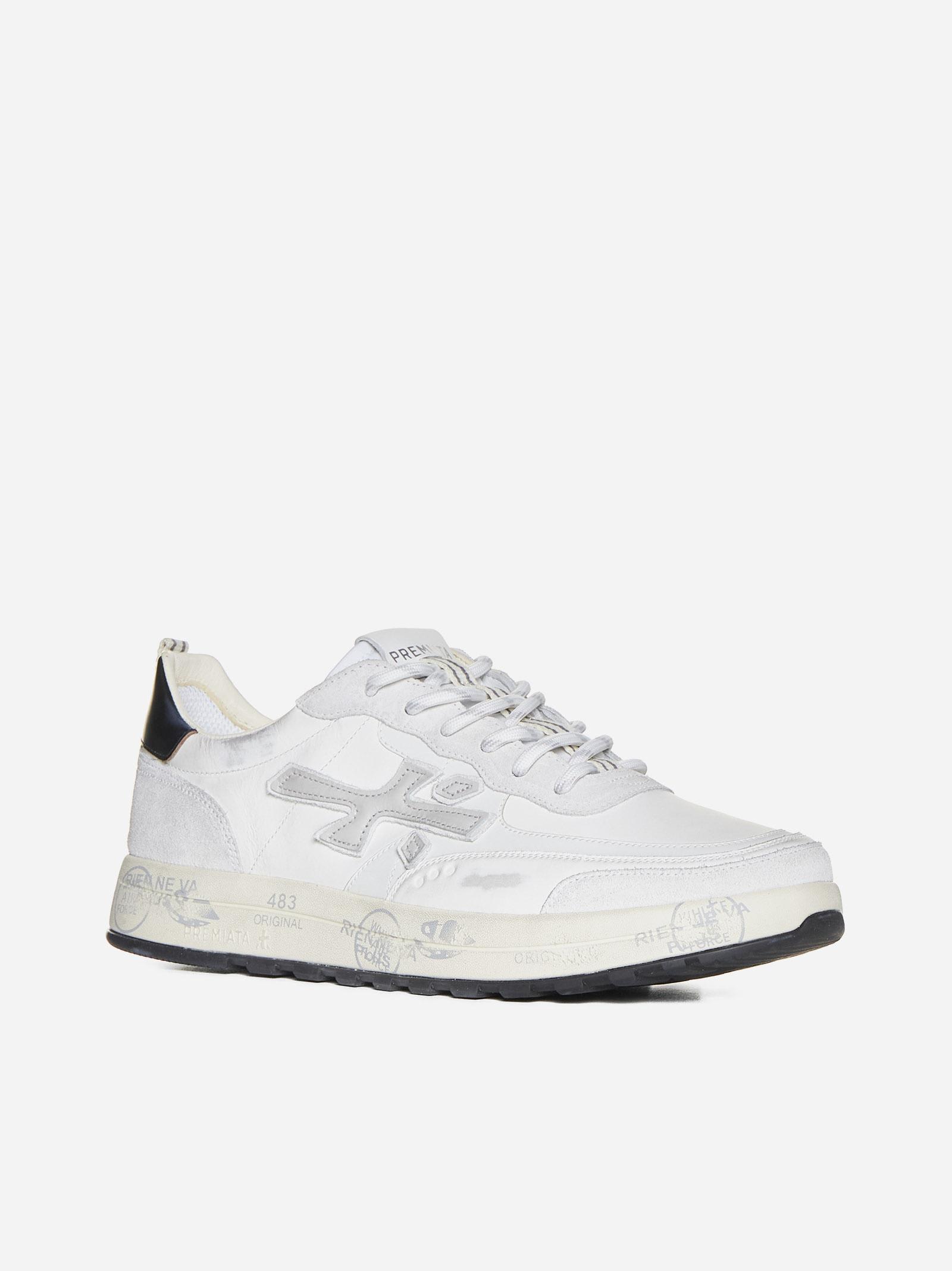 Shop Premiata Nous Leather And Suede Sneakers  In White