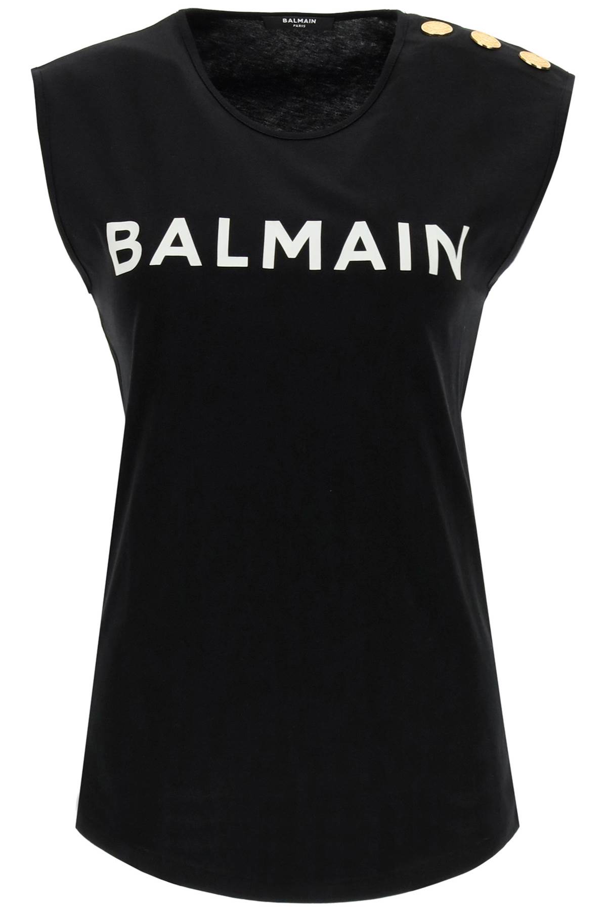 Balmain button-embellished discount printed cotton-jersey tank