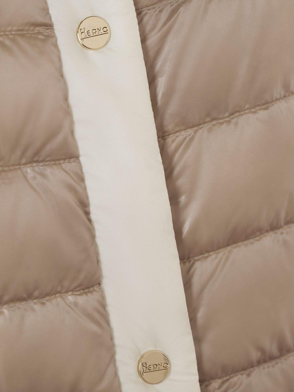 Herno Quilted Jacket With Contrast Trim And Long Sleeves In Chantilly