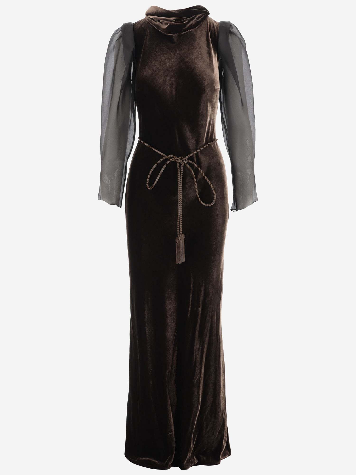 Viscose Blend Velvet Long Dress