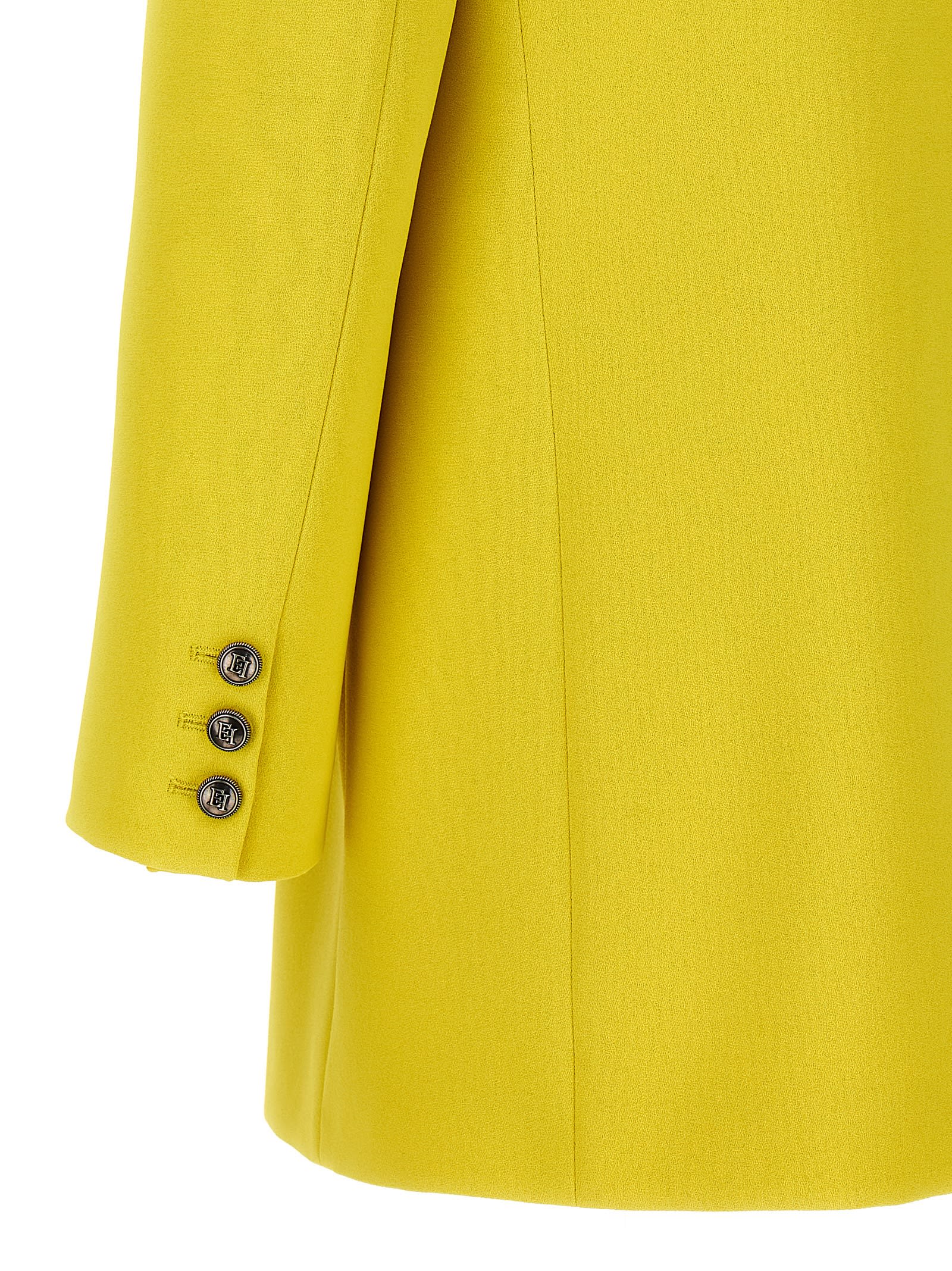 Shop Elisabetta Franchi Logo Button Double-breasted Blazer In Yellow