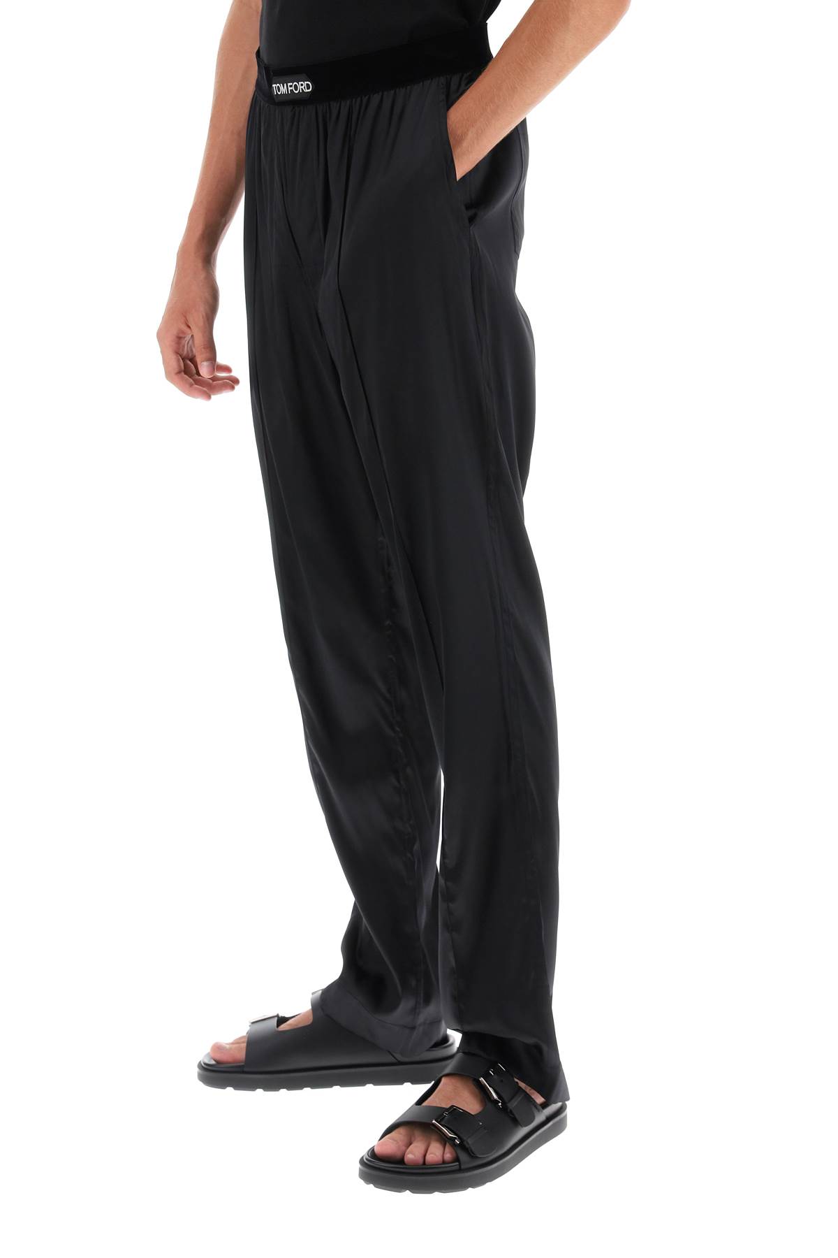 Shop Tom Ford Silk Pajama Pants In Nero (black)