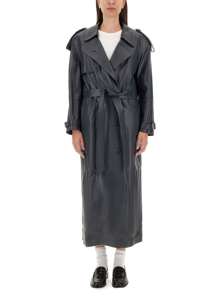 SALVATORE SANTORO LEATHER TRENCH COAT 